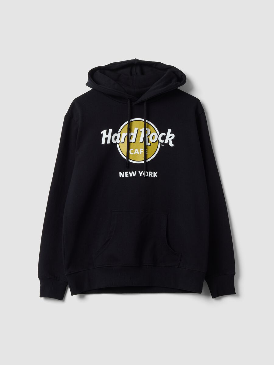 Black pure-cotton hoodie with Hard Rock Cafe logo_0
