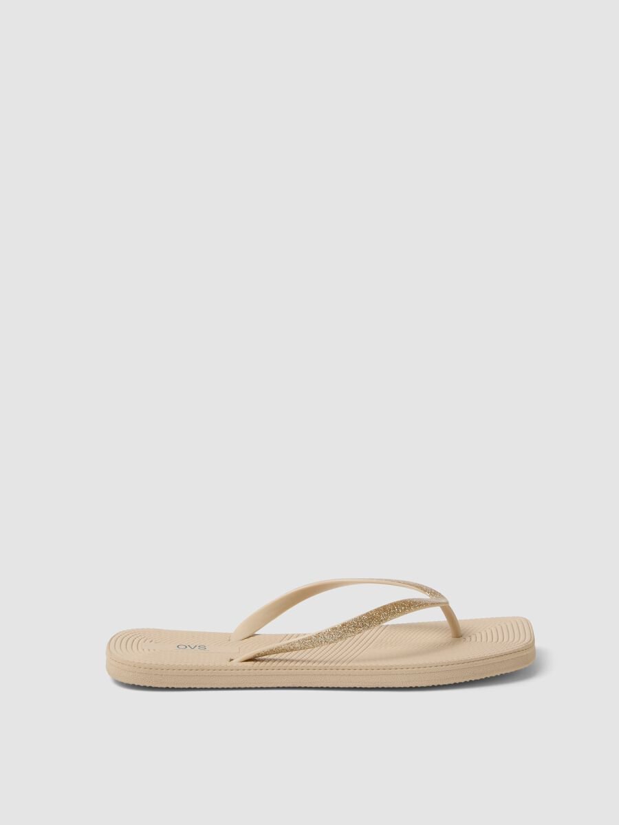 Beige flip-flops with glitter straps_0