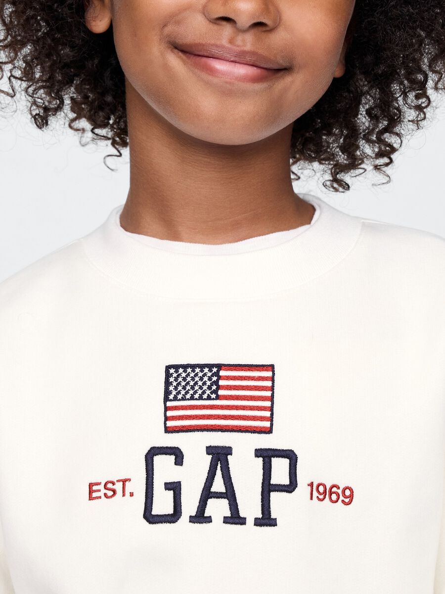White sweatshirt with logo and flag print_3