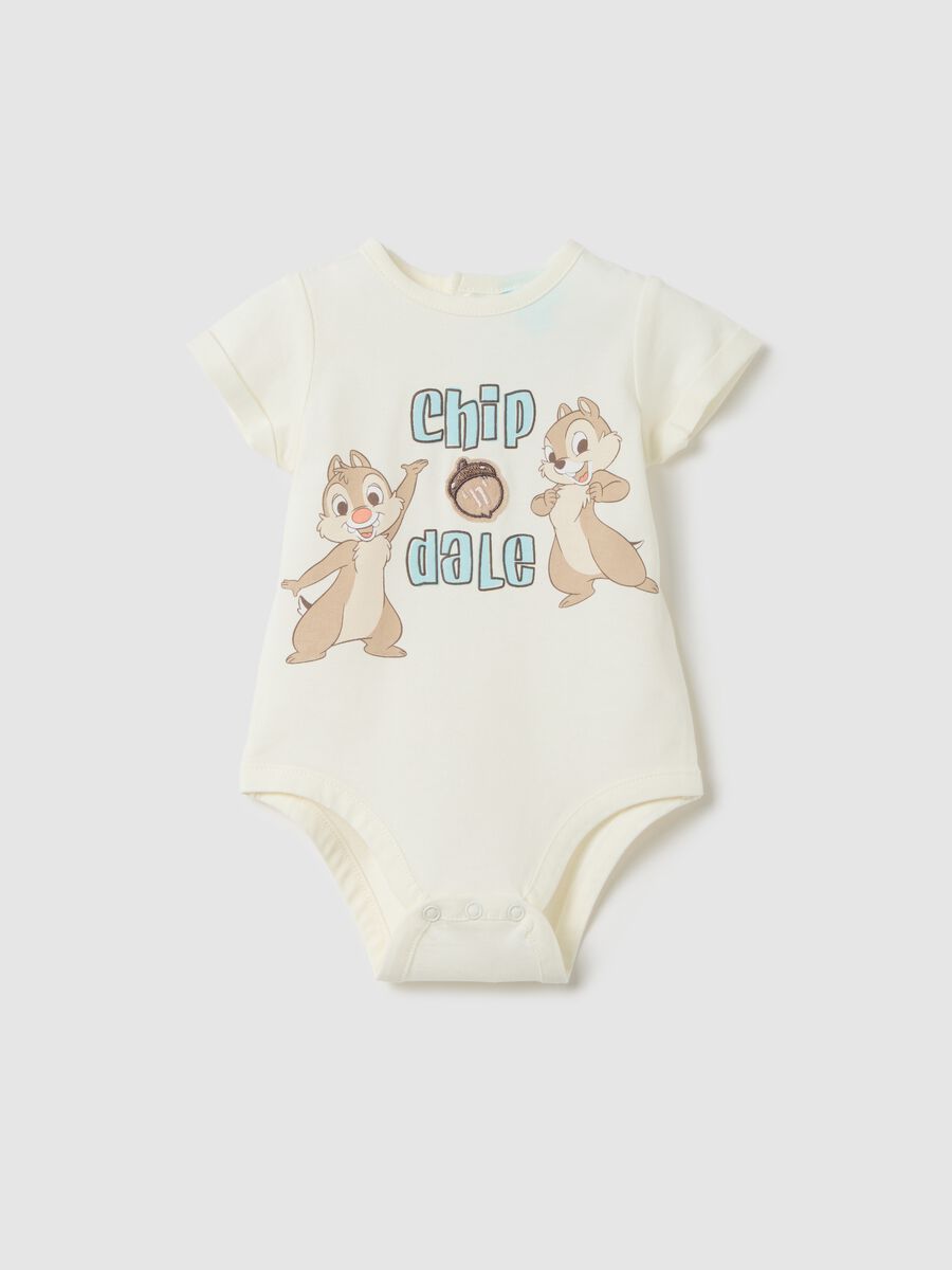 Cotton Baby Bodysuit with Chip & Dale Print_0