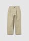Children's beige stretch cotton blend trousers with regular fit_0
