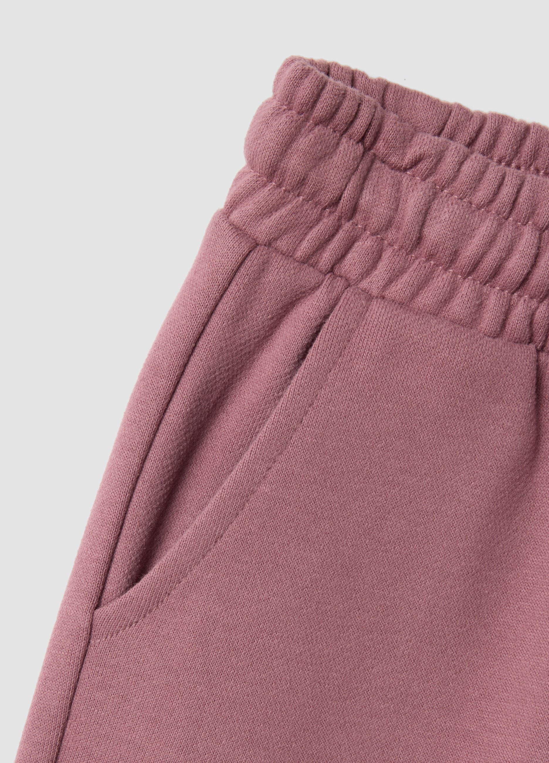 Pantaloni viola in puro cotone organico con vita elastica