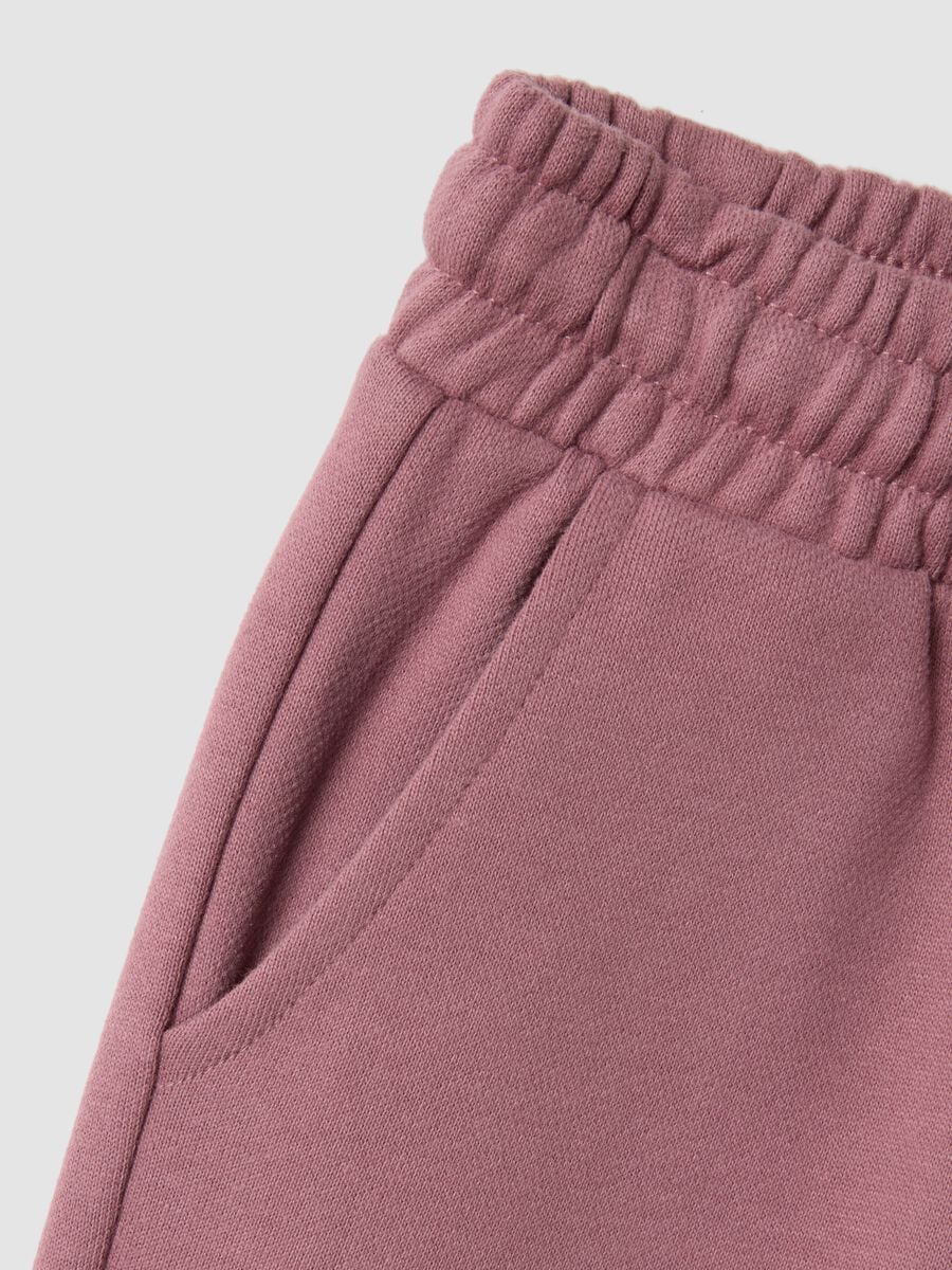 Pantaloni viola in puro cotone organico con vita elastica_2