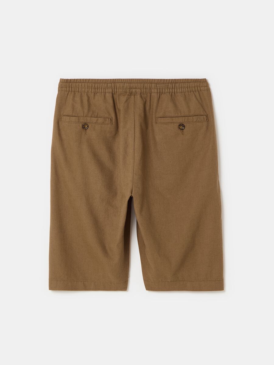 Chino Bermuda shorts in linen and cotton with drawstring_4