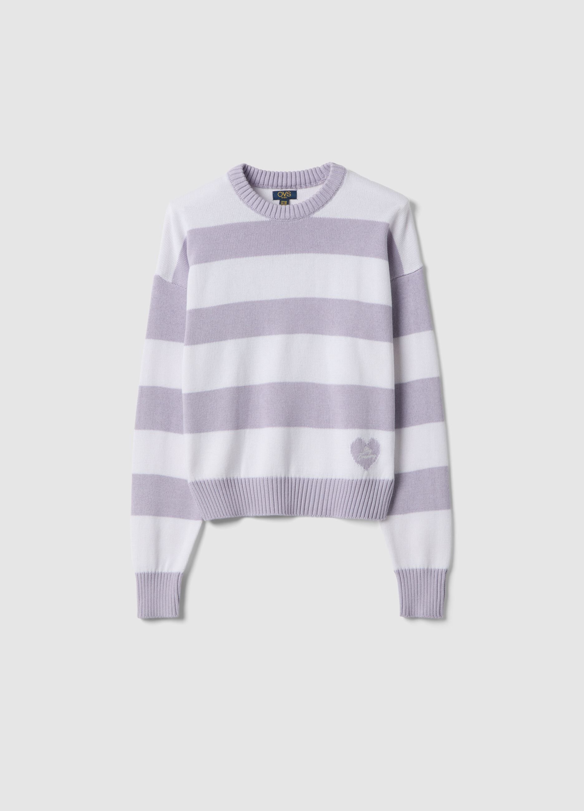 Maglione in misto cotone a righe multicolor da ragazza regular fit