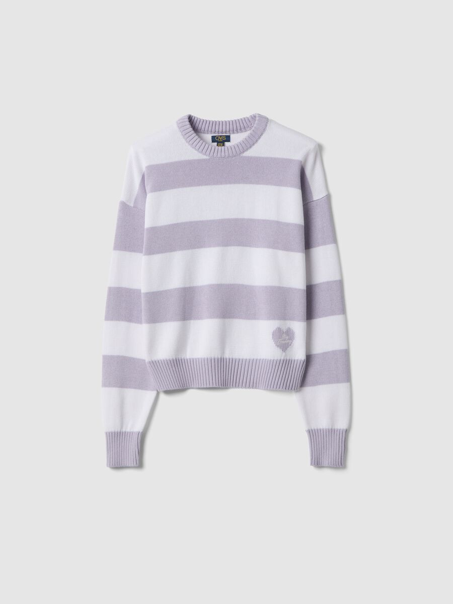 Regular fit girl's multicoloured striped cotton blend jumper_0