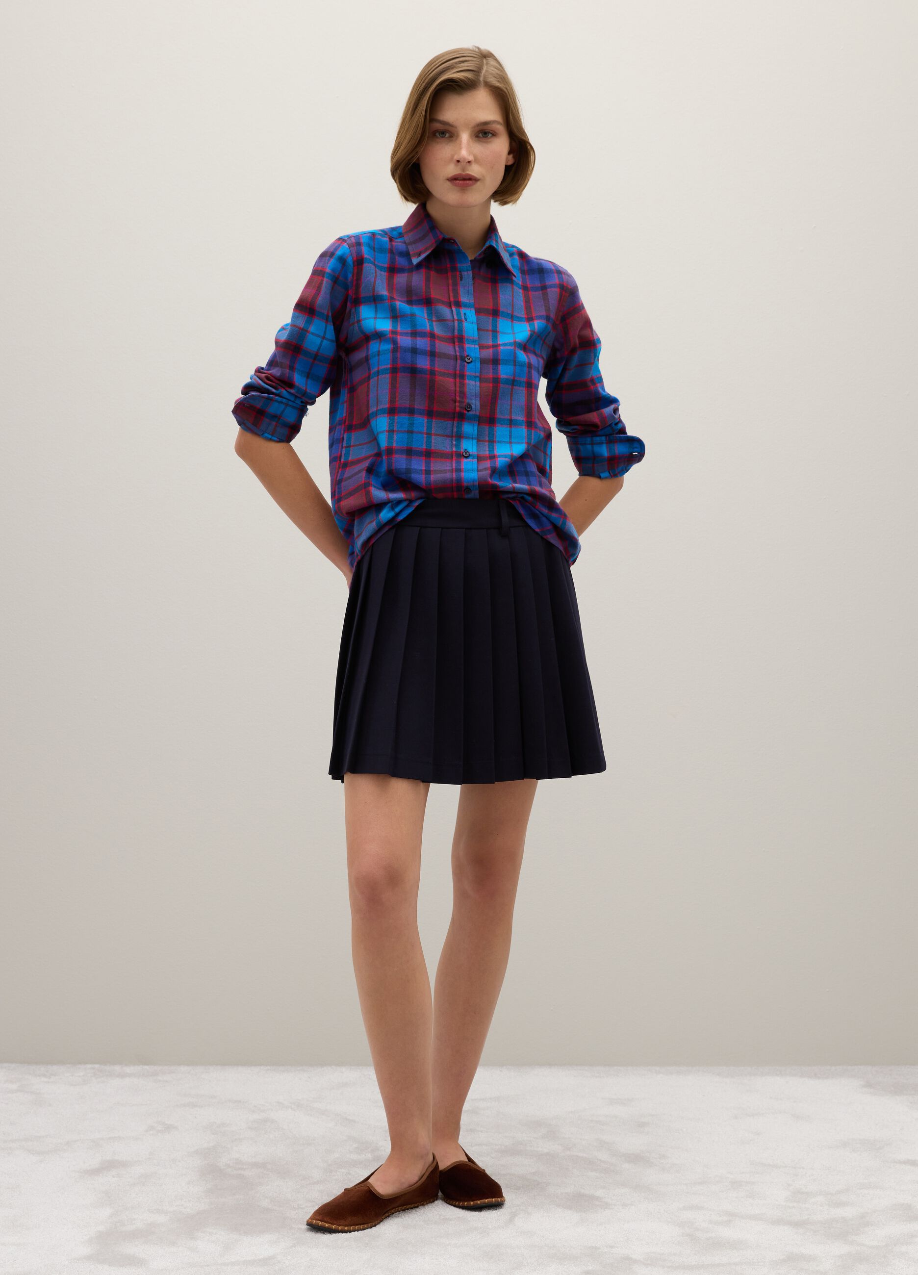 Multicoloured check shirt in pure cotton flannel