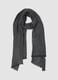 Grey herringbone scarf with fringed ends_0