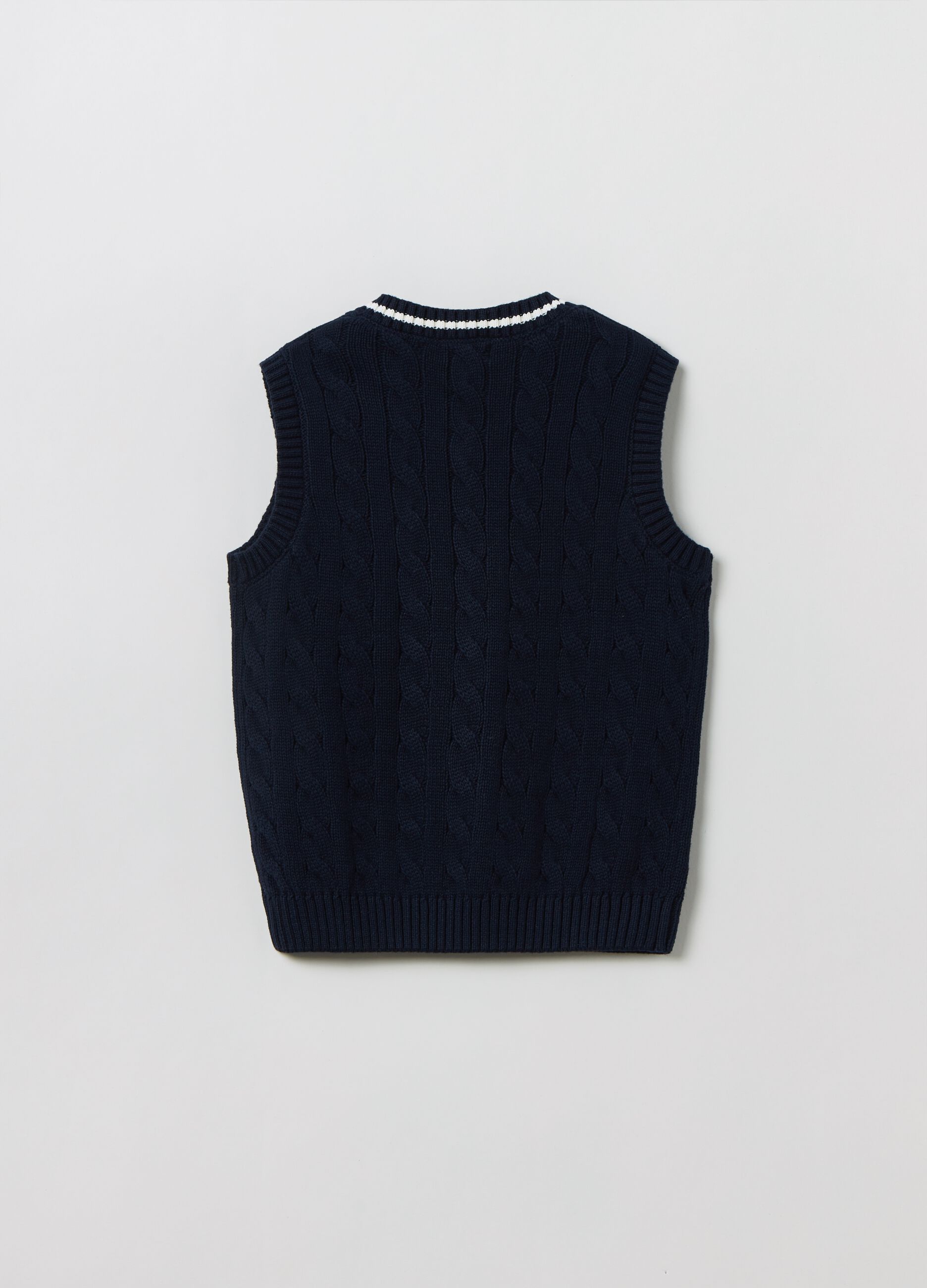 Gilet in cotone con lavorazione a trecce_1