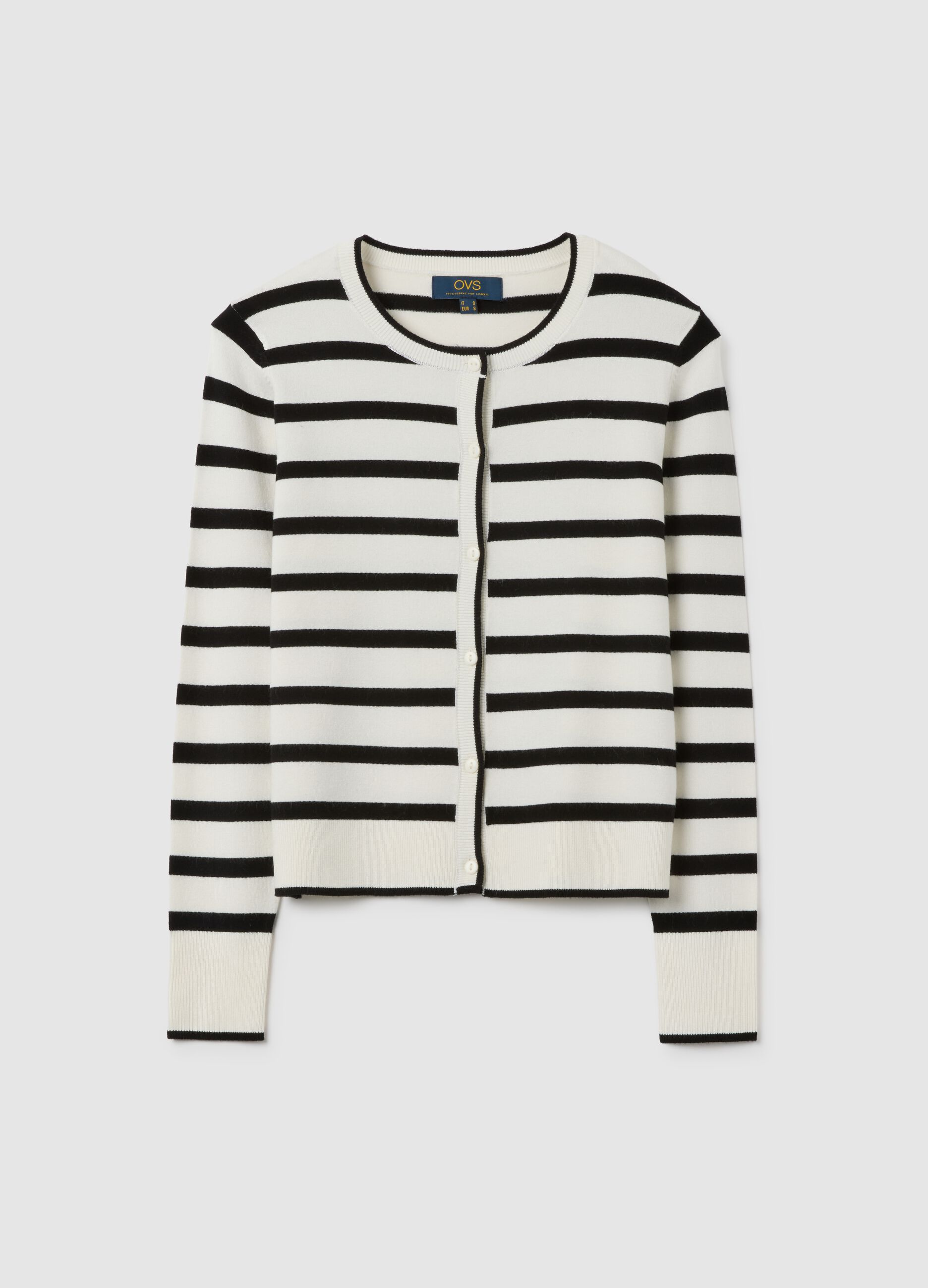 Multicolour Striped Mixed Fabric Cardigan - Regular Fit