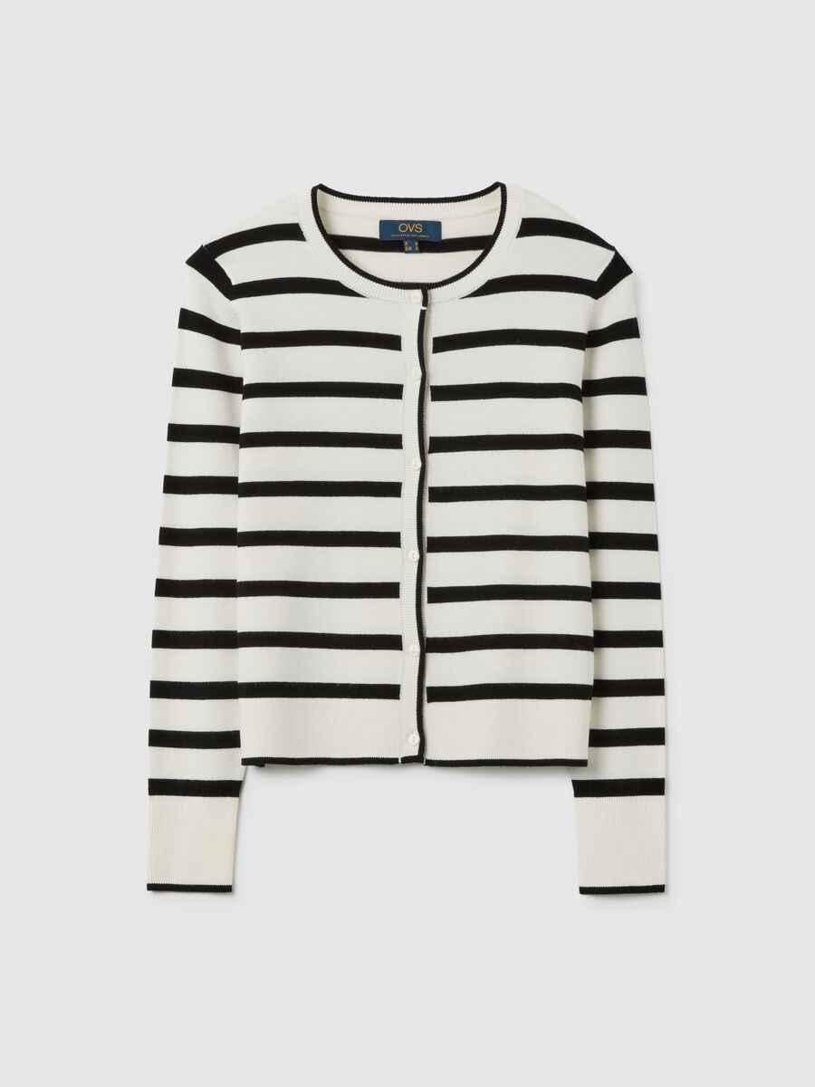 Multicolour Striped Mixed Fabric Cardigan - Regular Fit_4