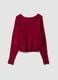 Red regular-fit top with wide neckline_0