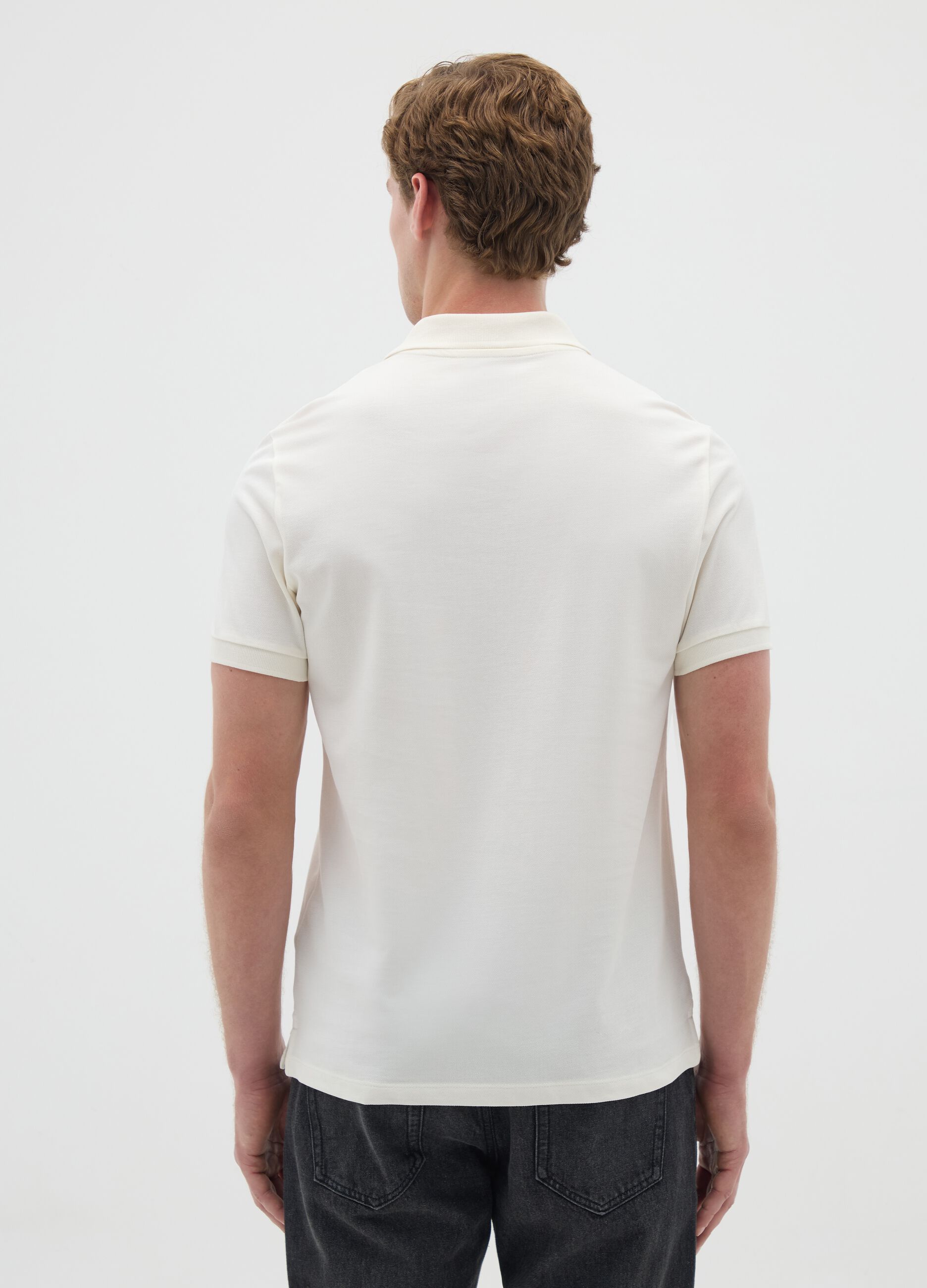 Men's beige pure cotton polo regular fit