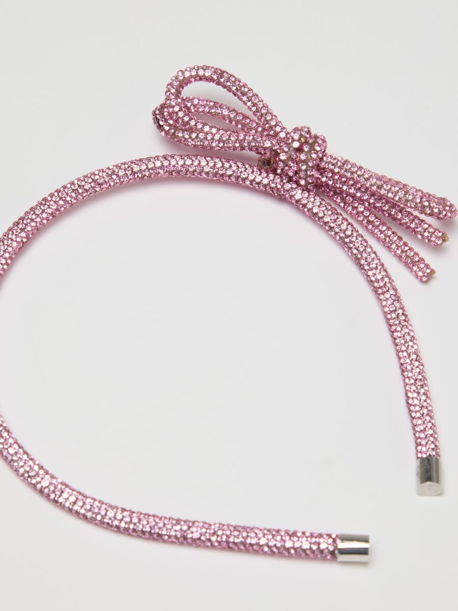 Pink girls' headband with bow_2