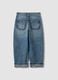 Blue pure cotton straight-fit jeans with belt loops for girls_5