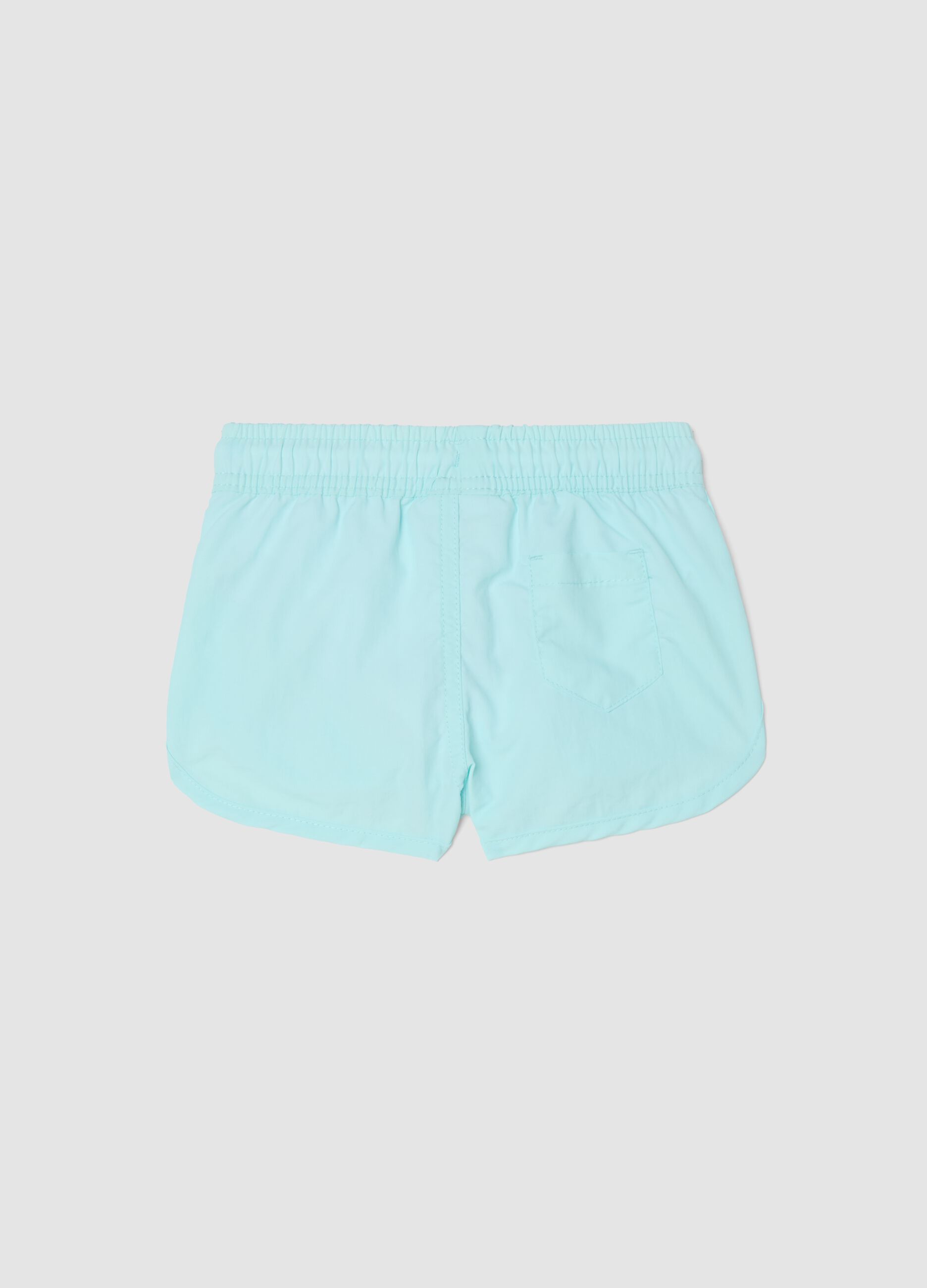 Sea-blue boxer swim shorts with back pocket