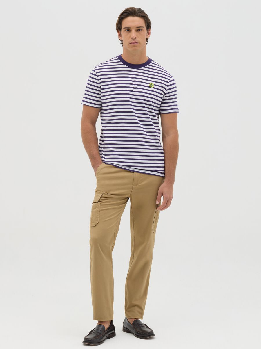 Blue and white striped T-shirt with logo_1