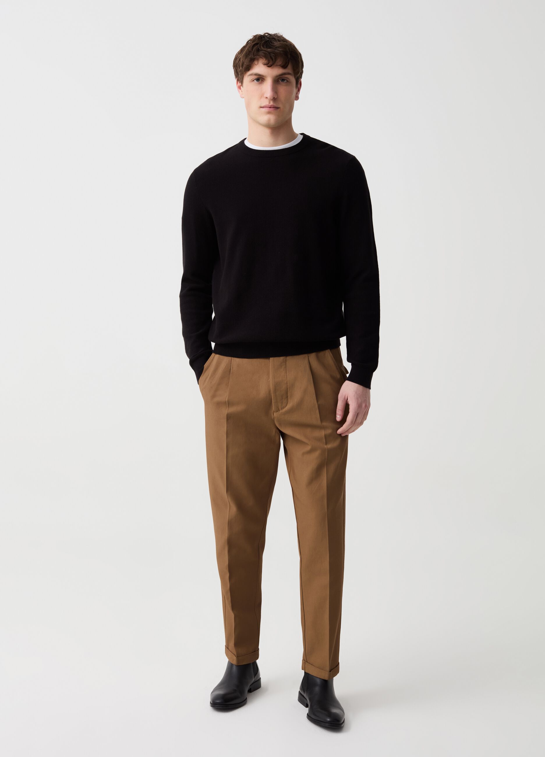 Ovs Pantalone chino con pinces e risvolti