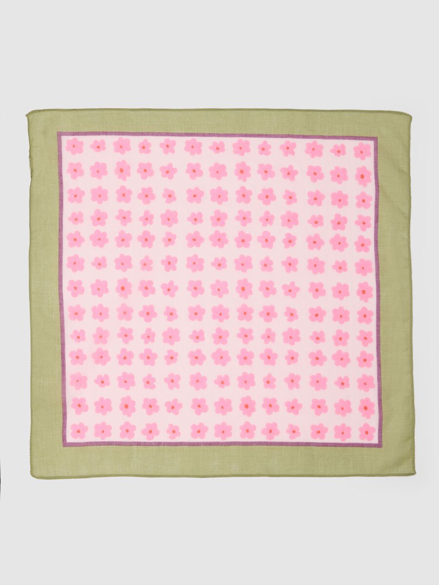 Foulard in puro cotone multicolor con design floreale_1