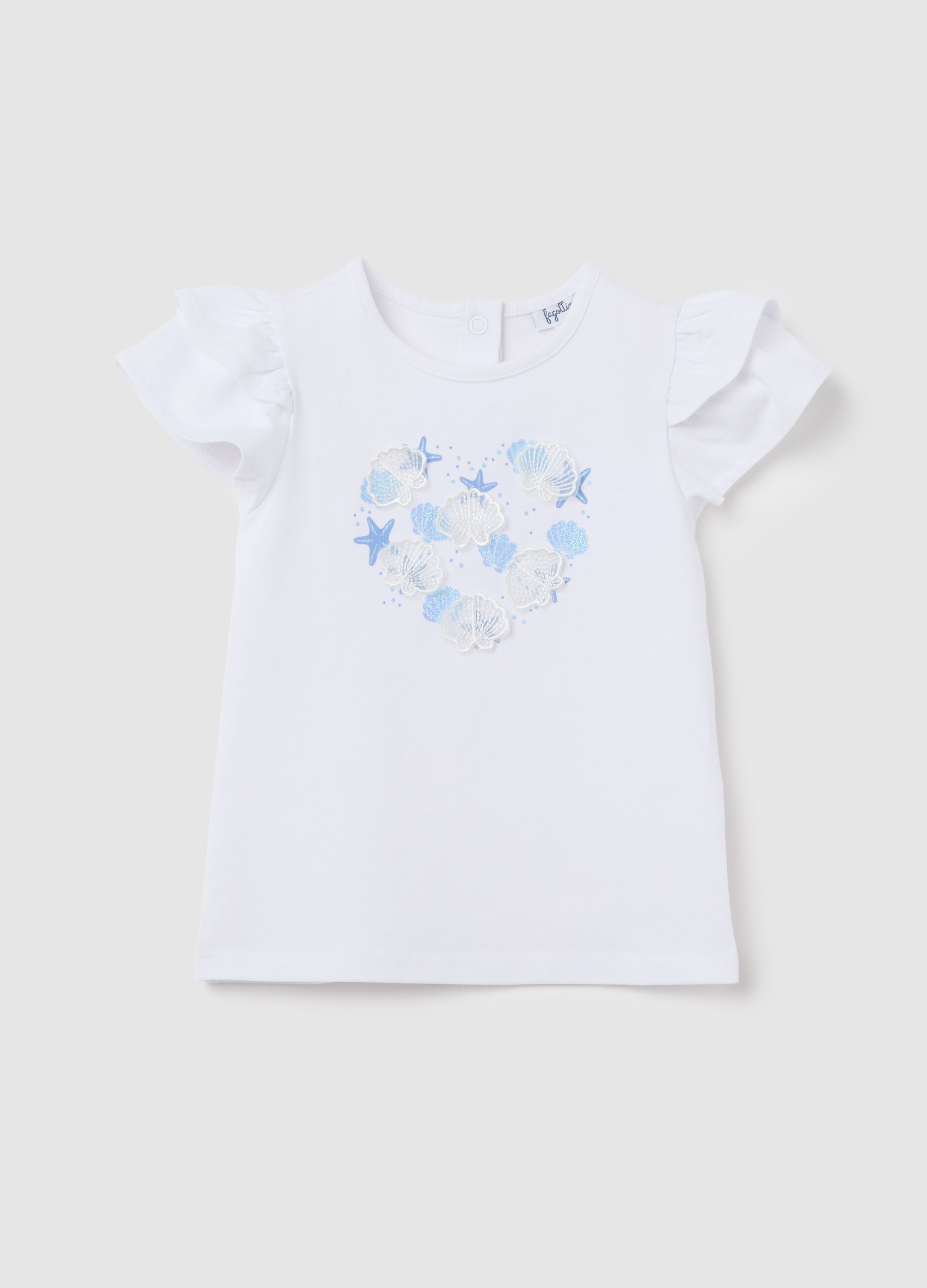 Girls’ top in white stretch cotton with regular fit