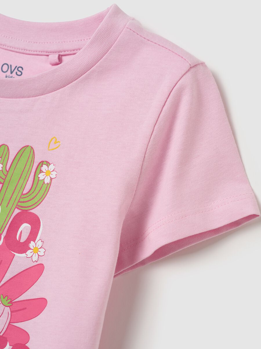 Girls' pink pure cotton regular fit T-shirt_3