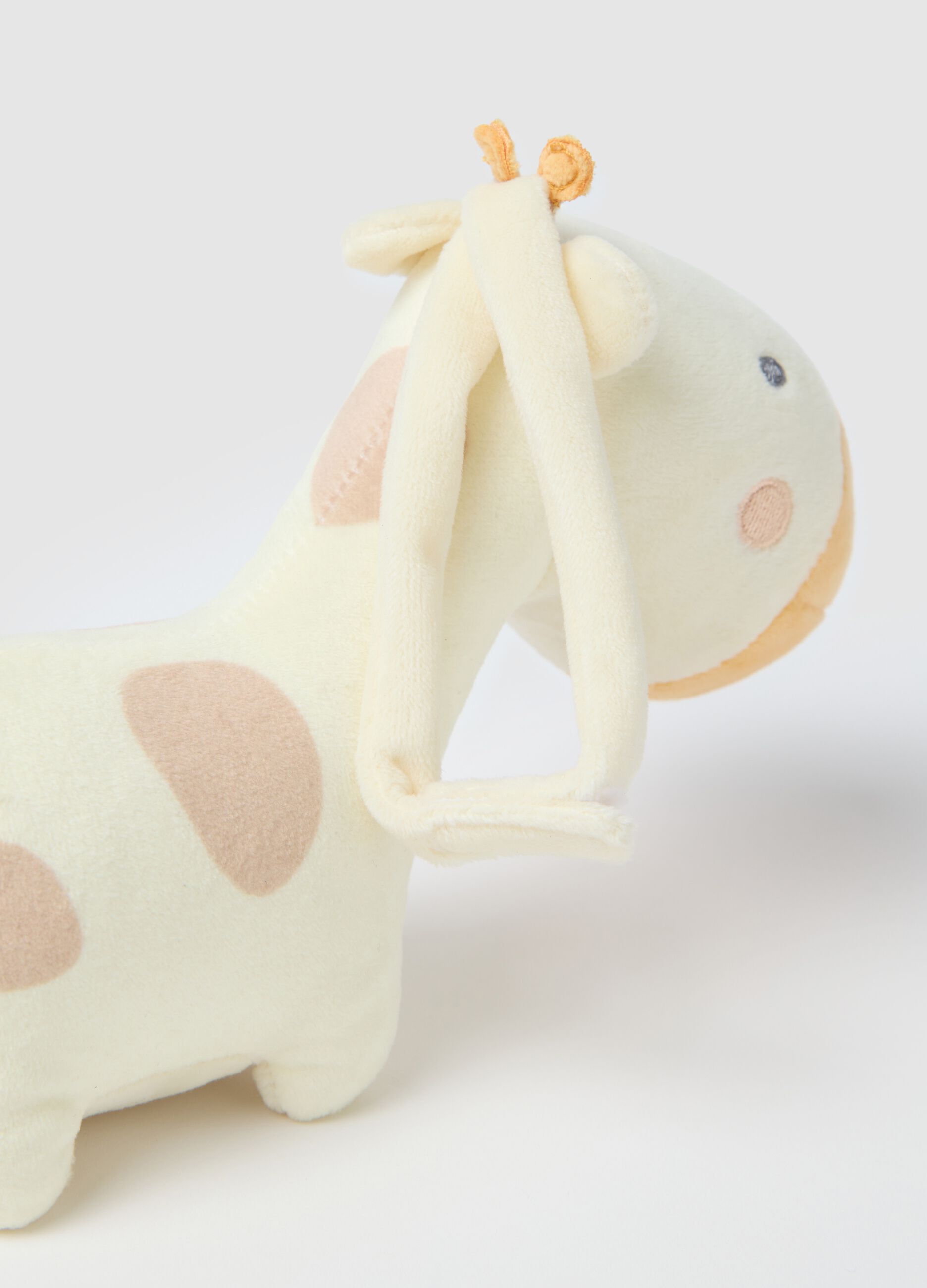 Giraffe-shaped velour music box