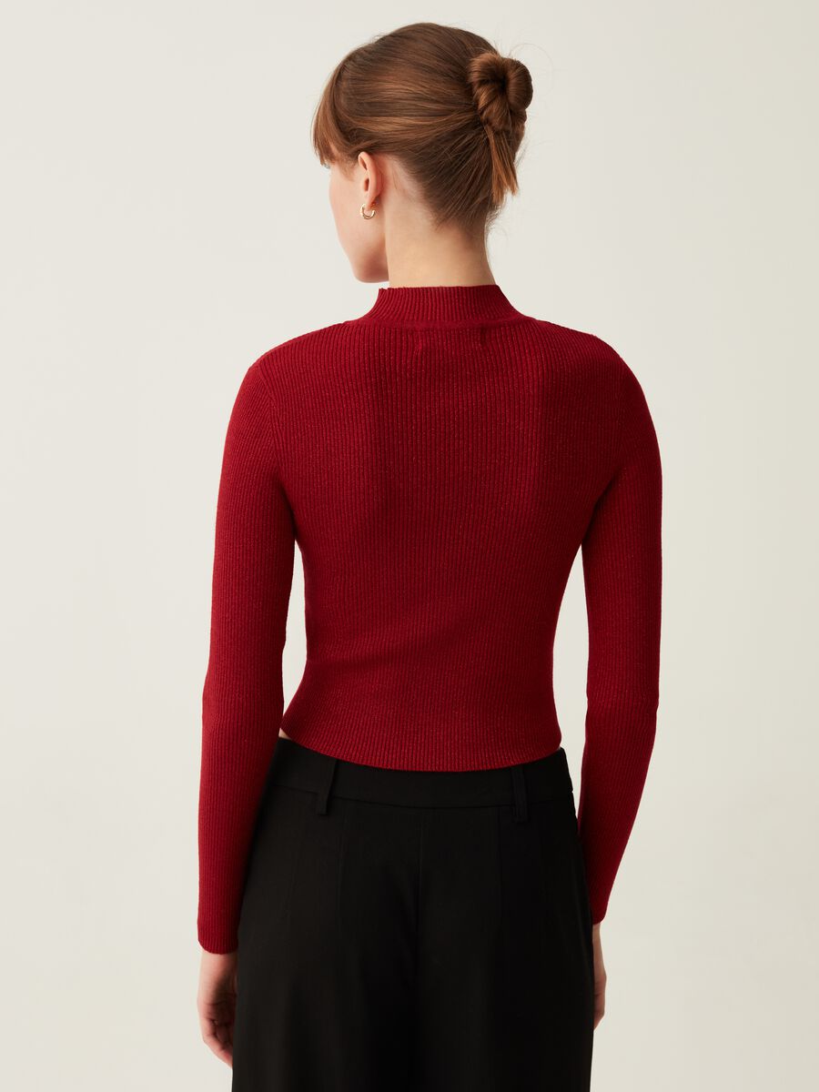 Maglia in lurex a costine con maniche lunghe_2