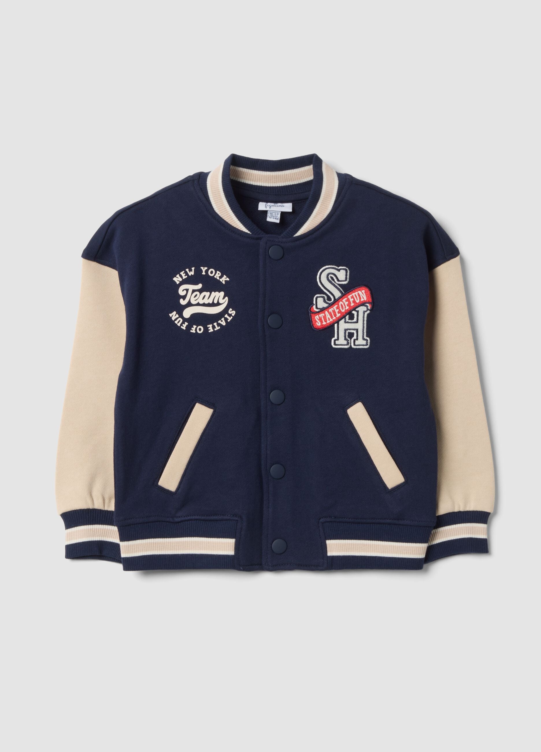 Navy blue collegiate sweatshirt in pure cotton, regular fit