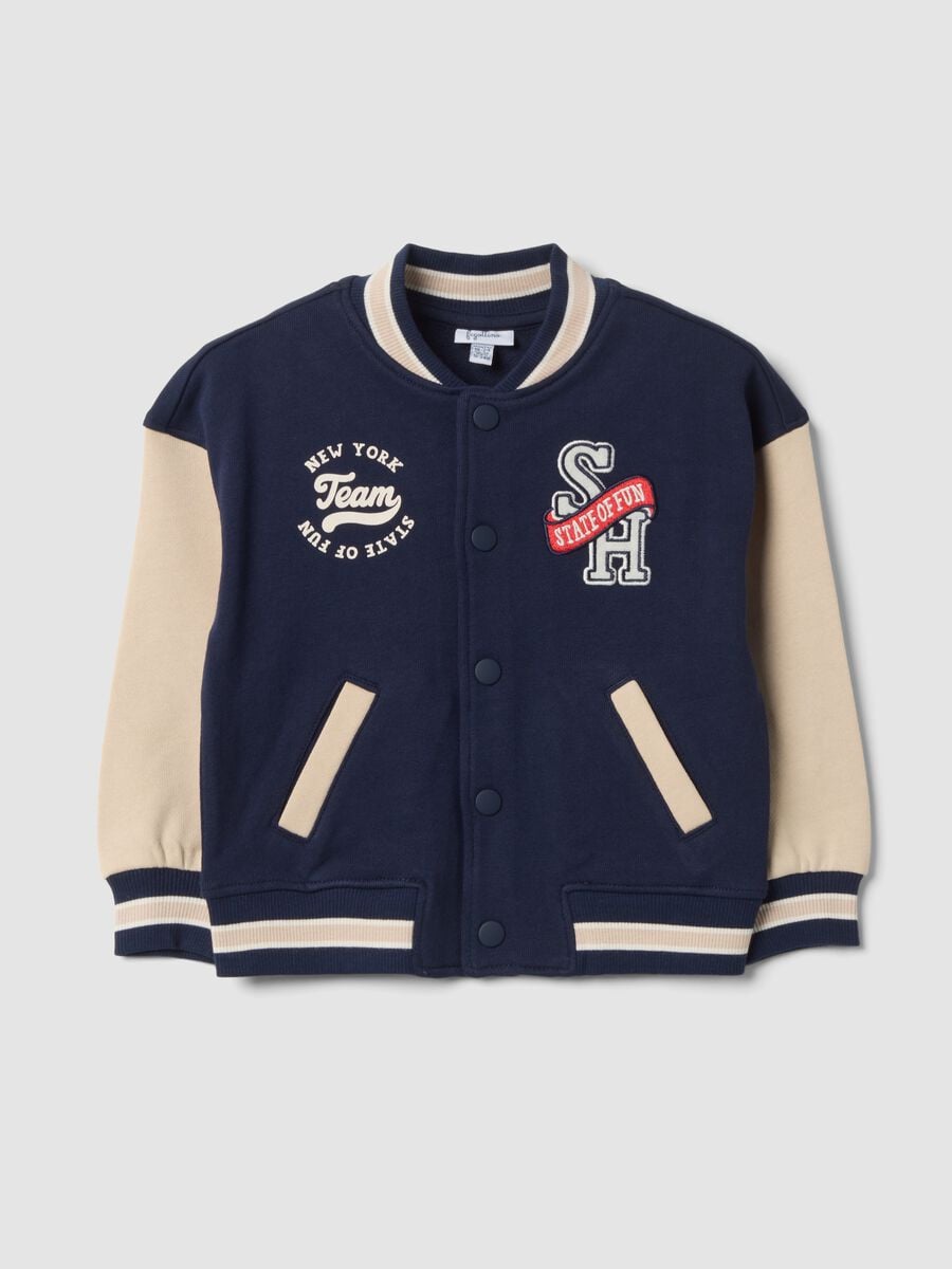 Felpa college blu navy in puro cotone regular fit_0