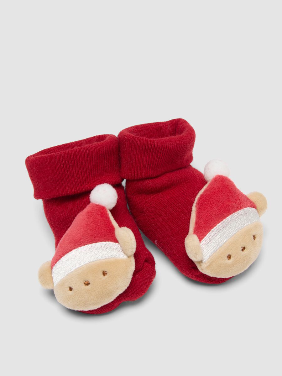 Scarpine rosse in cotone elasticizzato con applicazione_1