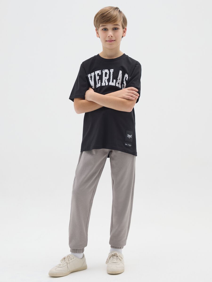 Jogger da ragazzo in puro cotone grigio regular fit_0