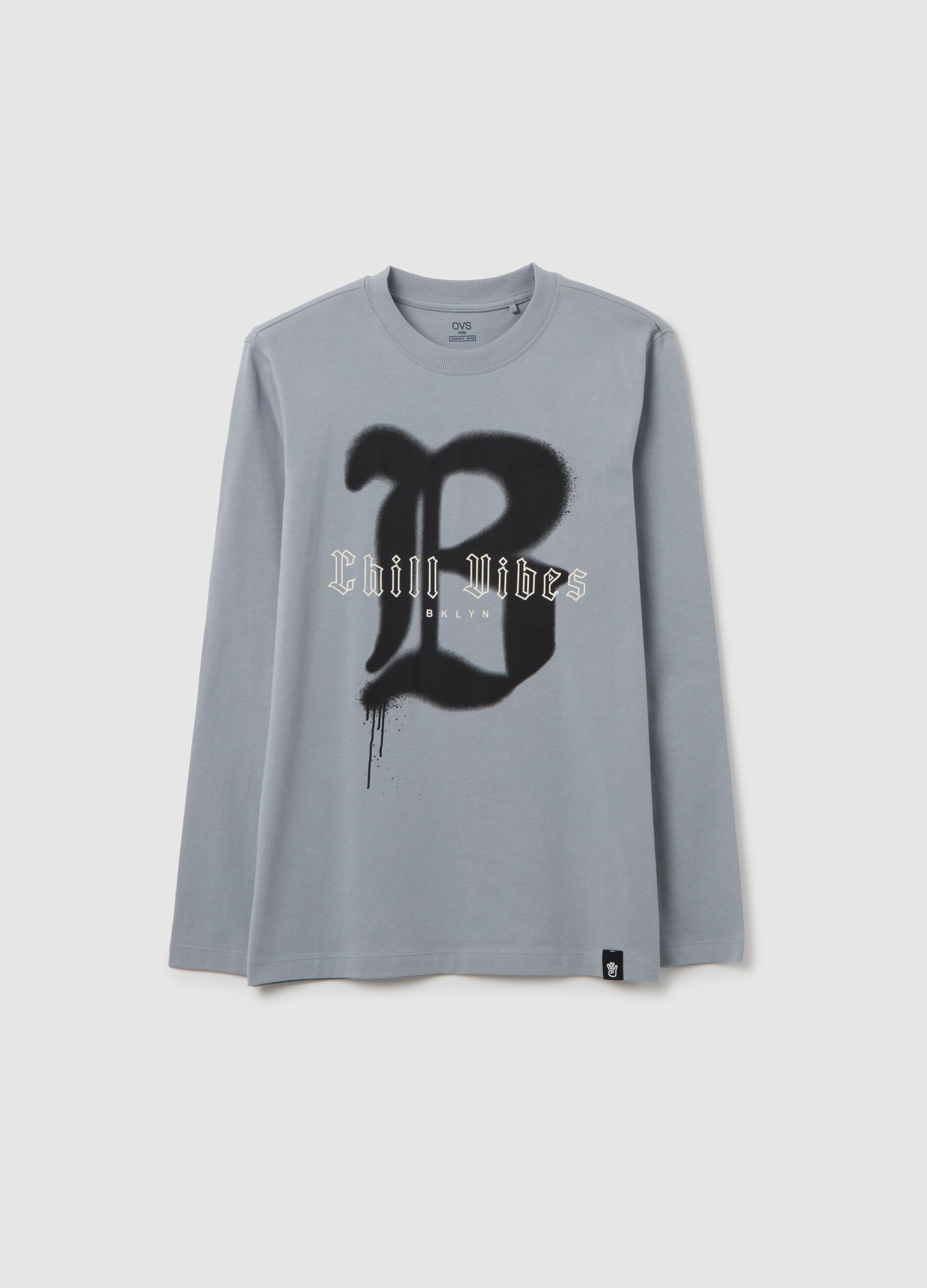 Grey oversized pure cotton boy's T-shirt