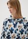 Maglia blu in cotone elasticizzato con stampa floreale_3