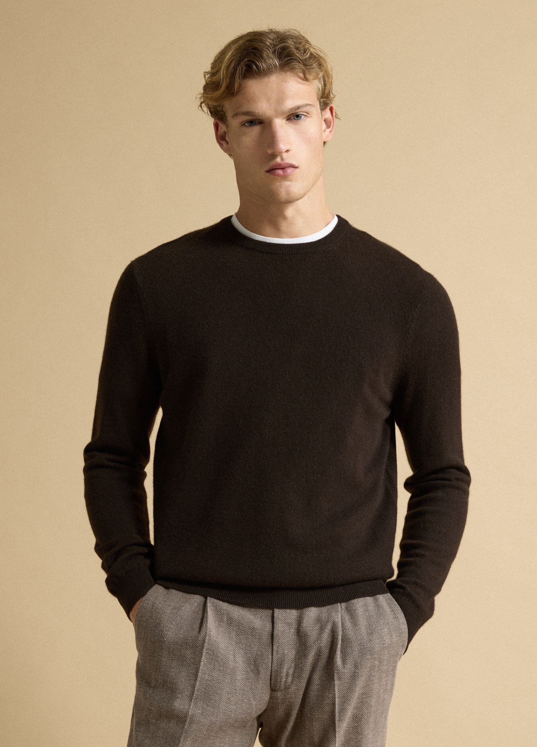 Brown pure cashmere jumper in a regular fit