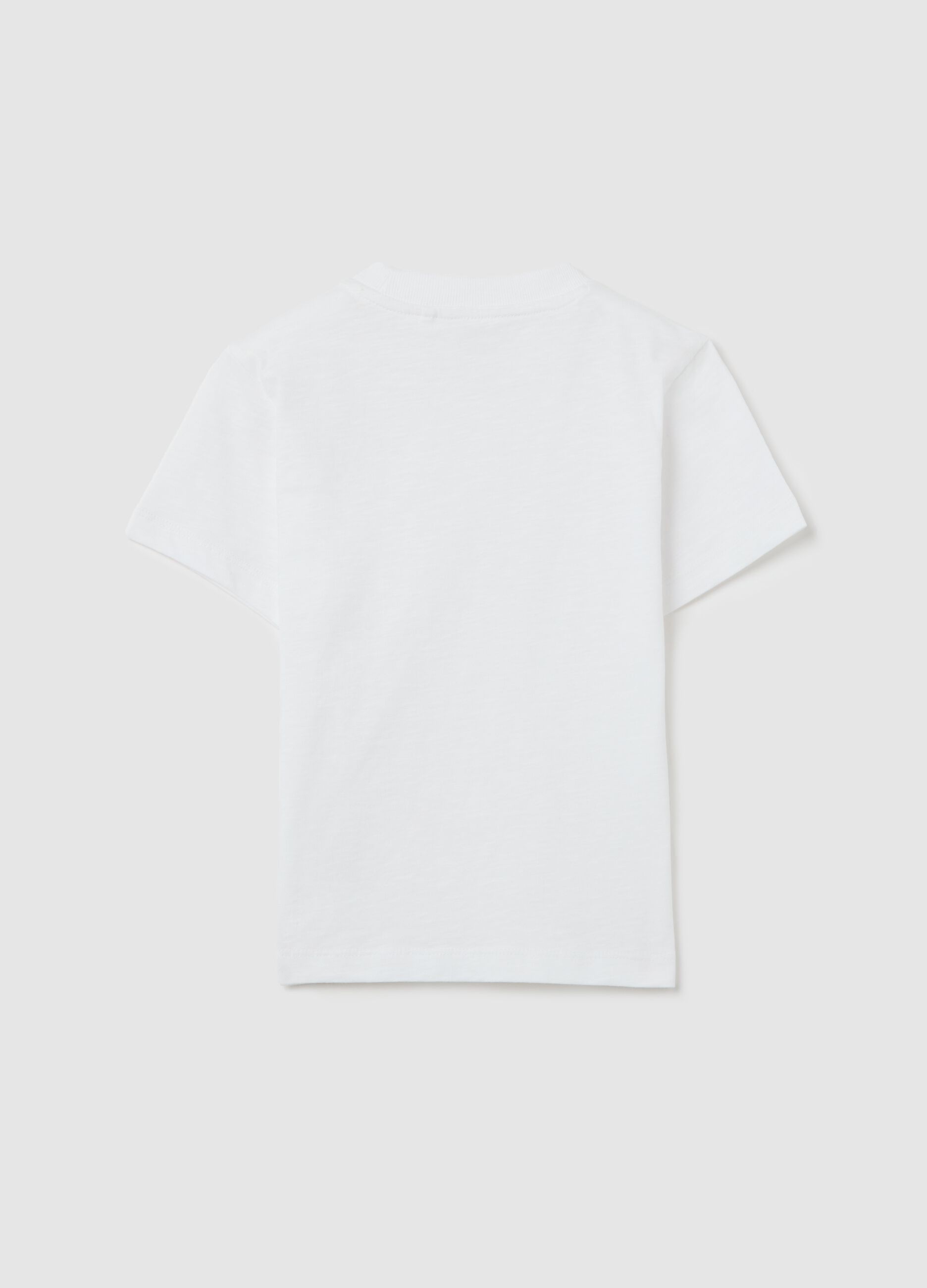 T-shirt bianca in cotone bio con tasca