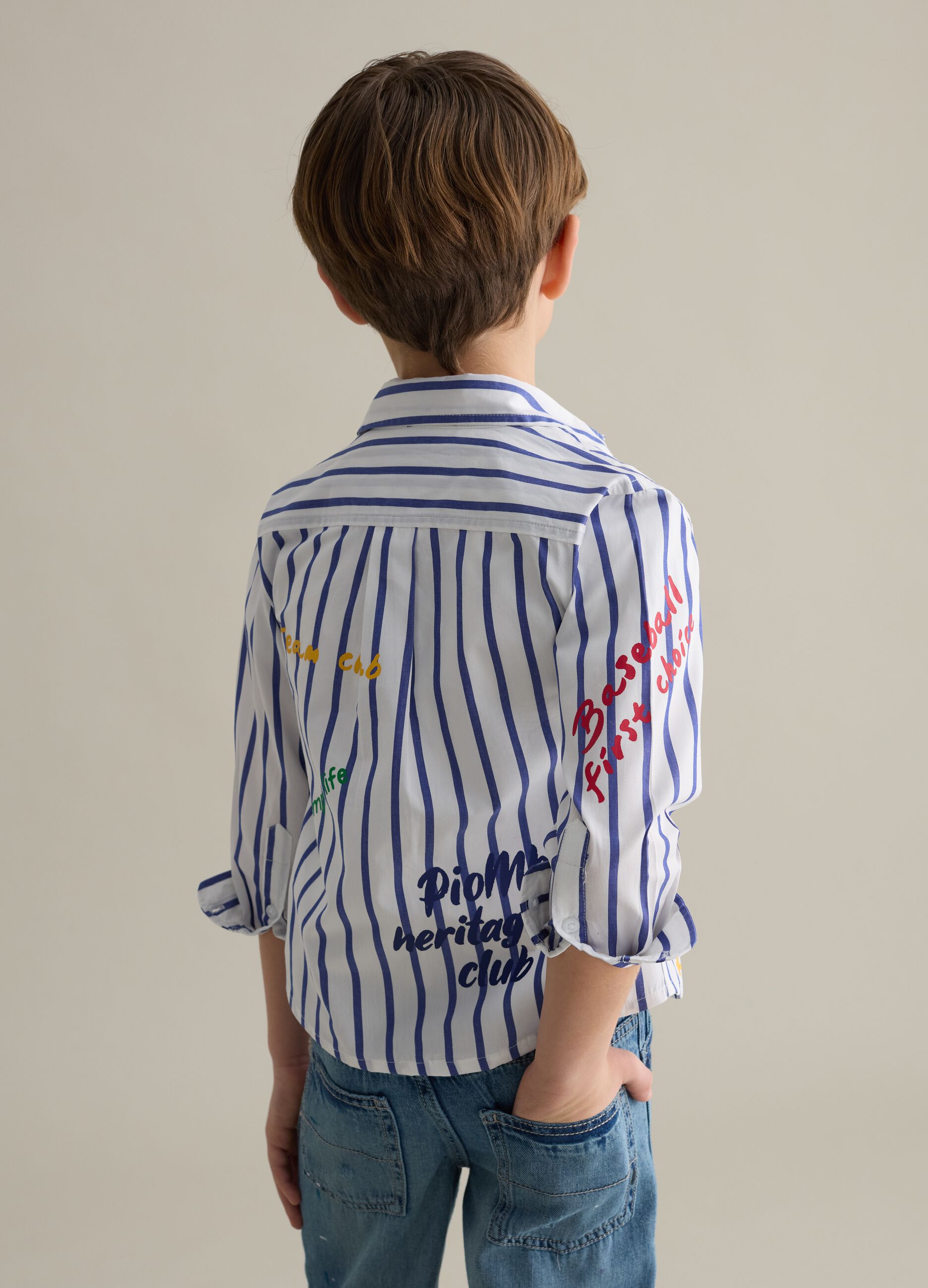 Striped shirt with lettering print
