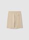 Boys' regular fit beige pure cotton shorts with print_1