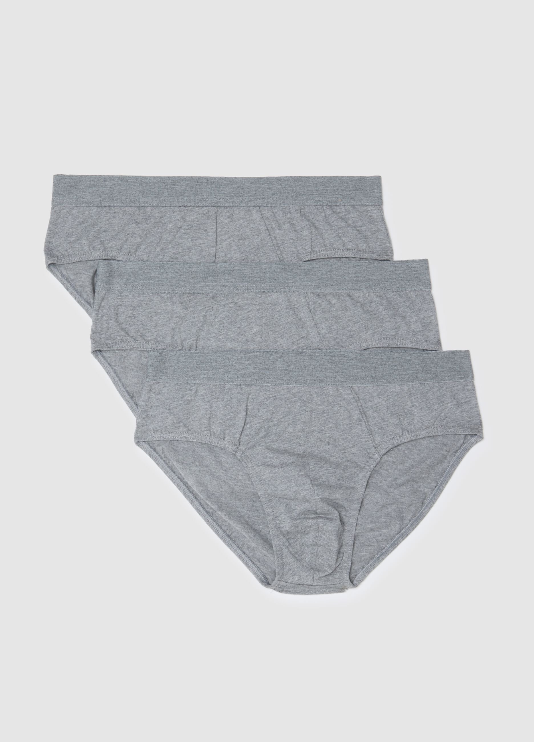 Set of three grey slips in pure cotton, regular fit