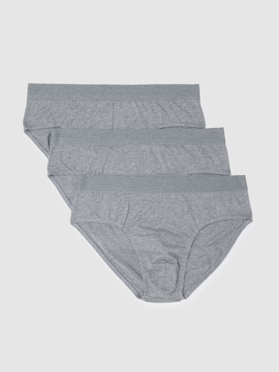 Set of three grey slips in pure cotton, regular fit_0