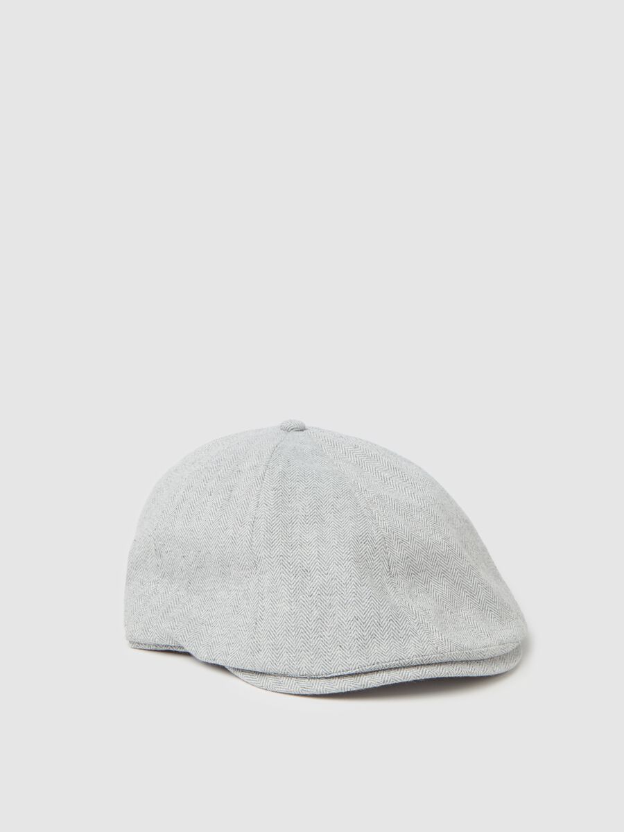 Flat cap with herringbone weave_0