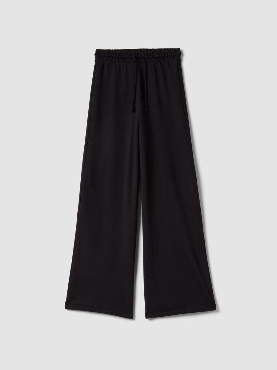Black Pure Cotton Baggy Jogger Trousers_0