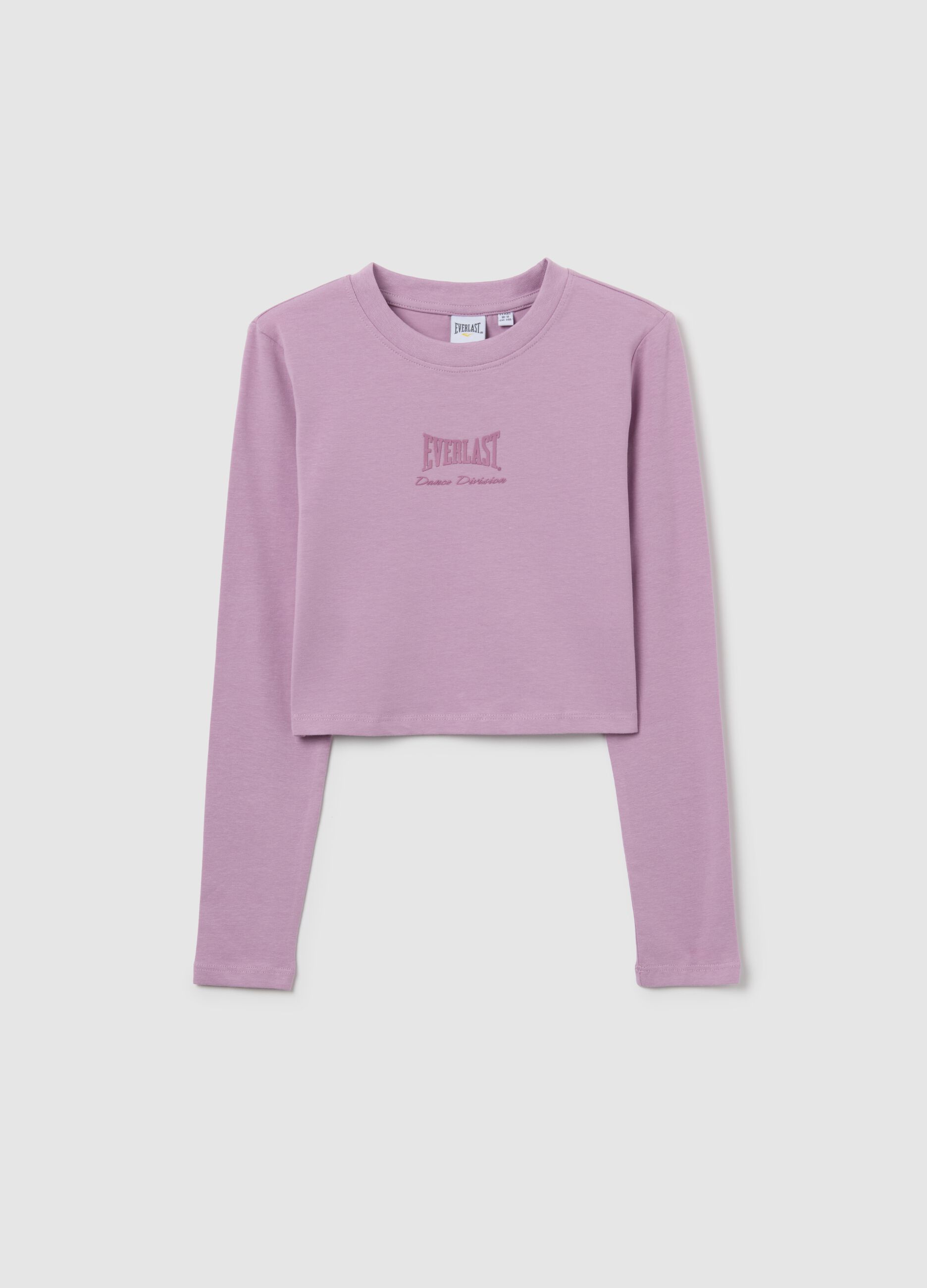 Pink long-sleeved stretch cotton t-shirt
