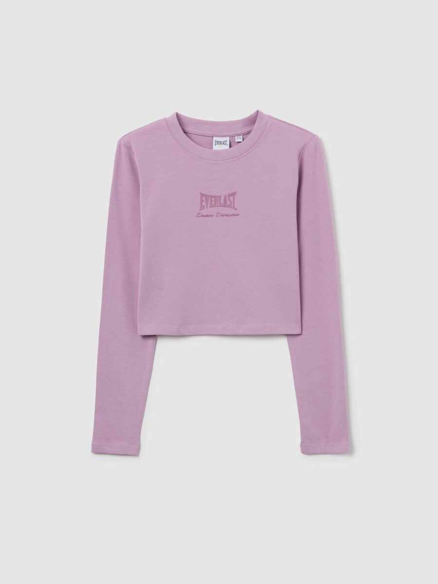 Maglietta da ragazza in cotone elasticizzato rosa regular fit con logo Everlast_0