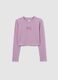 Pink long-sleeved stretch cotton t-shirt_0