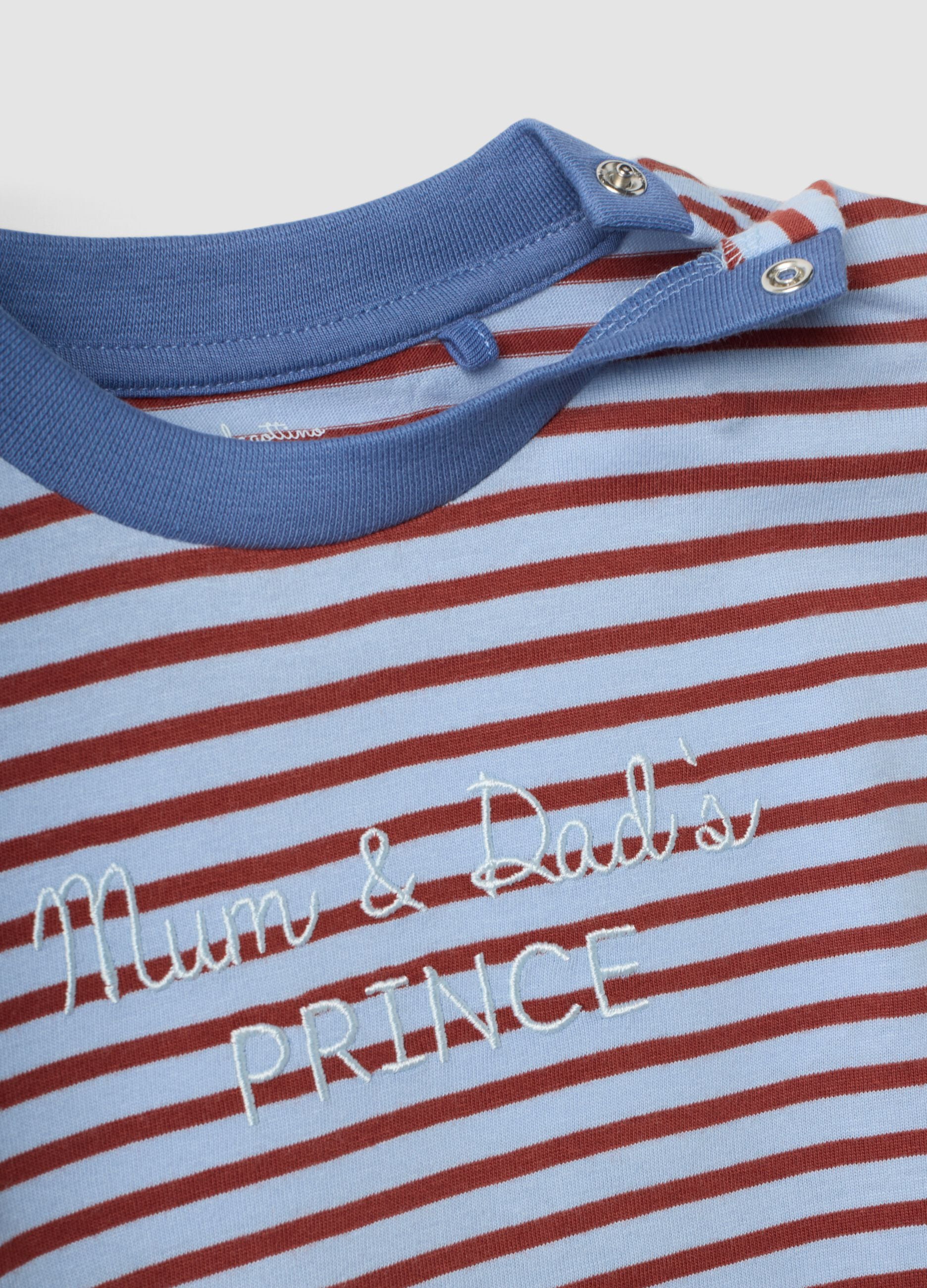 Multicolour striped organic cotton pyjamas with embroidered lettering