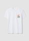 White pure cotton T-shirt with applied print, regular fit_4