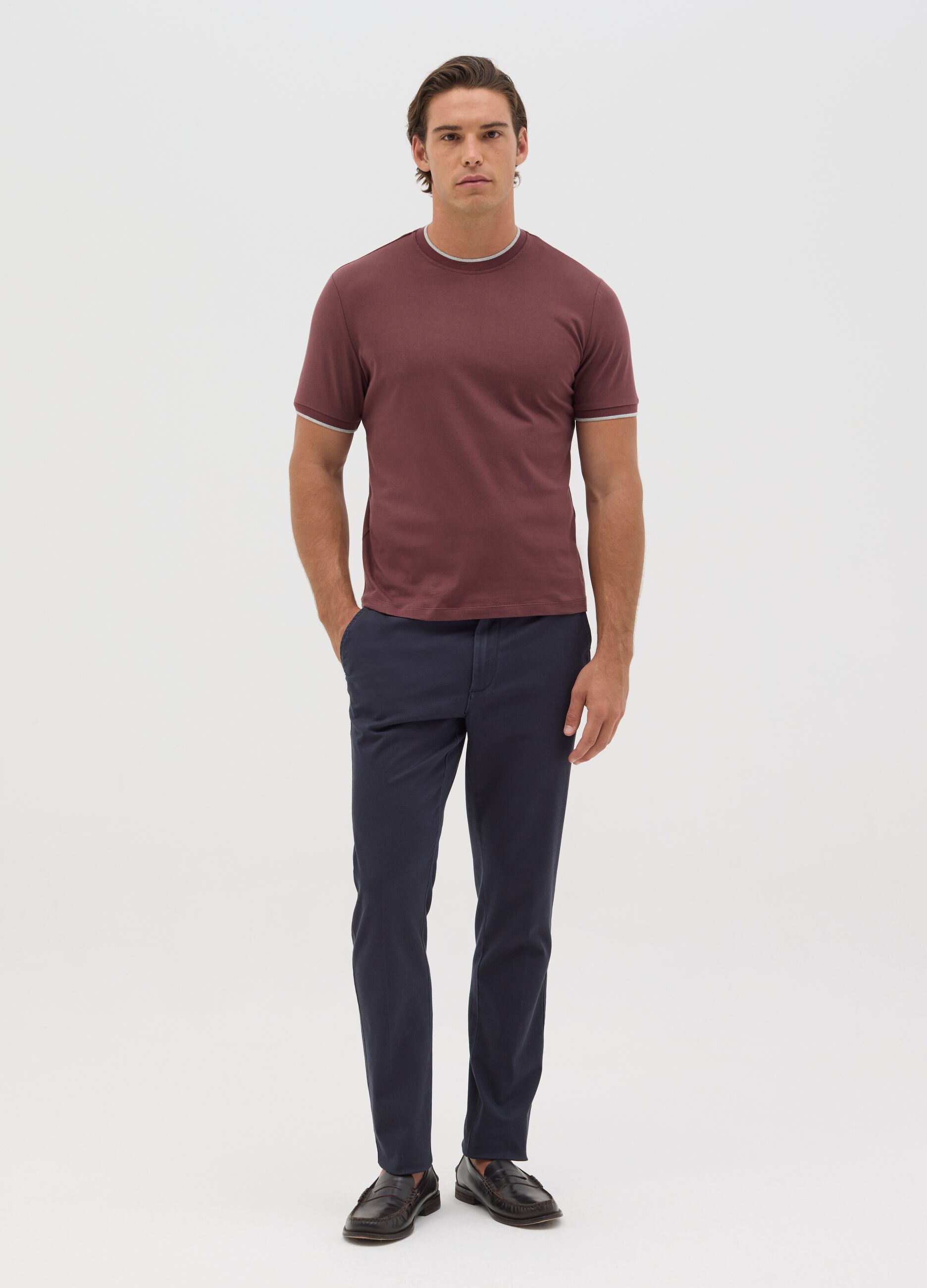 Brown fitted T-shirt in cotton