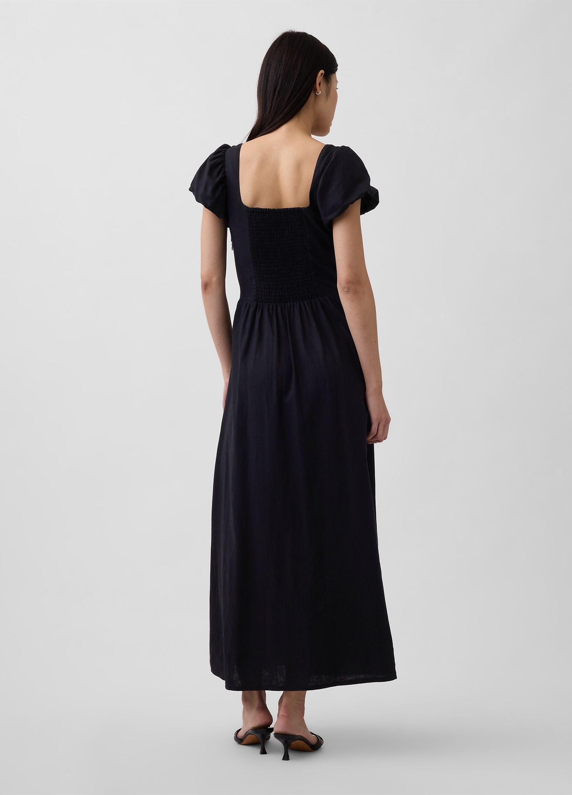 Long linen-blend dress