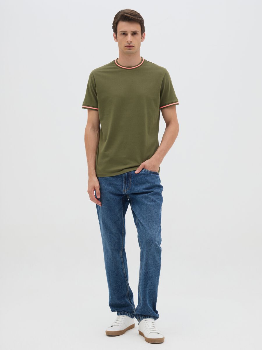 Men's green pure cotton regular fit T-shirt_1