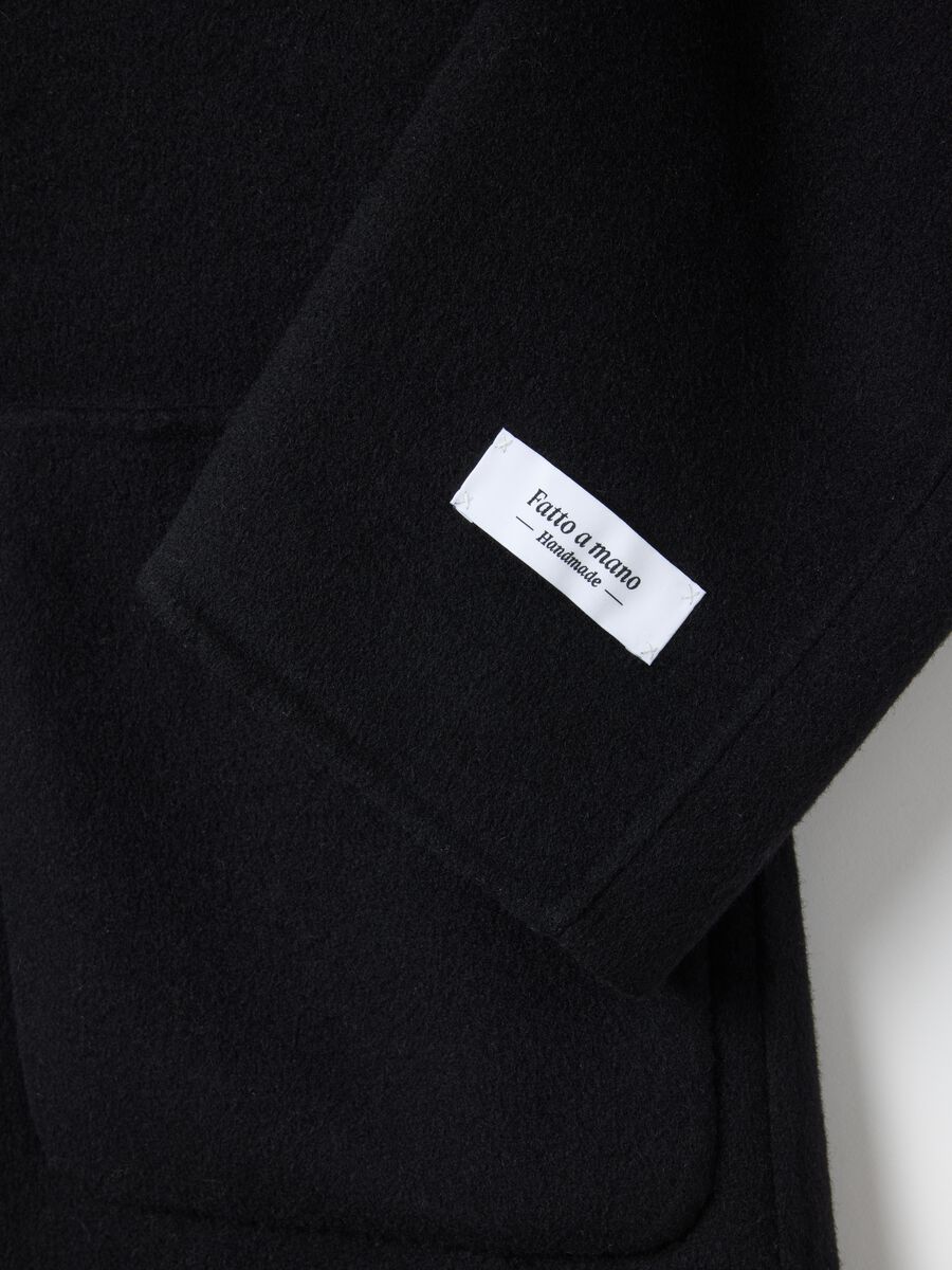 Black long coat in wool and cashmere blend regular fit_2